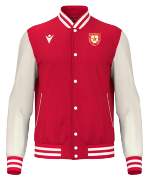Blouson américain fiddle rouge avec écusson