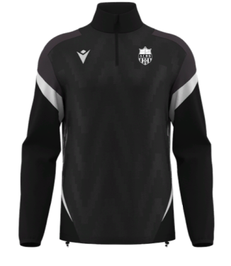 1/4 zip hollow noir et blanc avec écusson