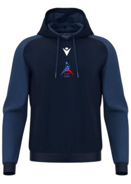Sweat capuche horn navy avec écusson