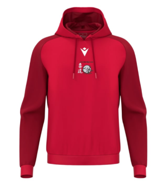 Sweat capuche horn rouge avec logo brodé