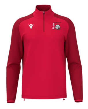 Sweat 1/4 zip homme isen rouge avec logo brodé