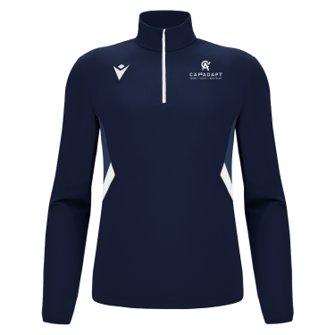 Sweat 1/4 zip piave navy/blanc logo sérigraphié
