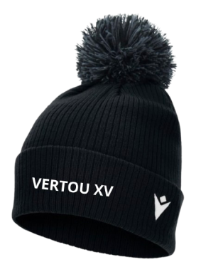 Bonnet pompon snow noir avec écriture brodée